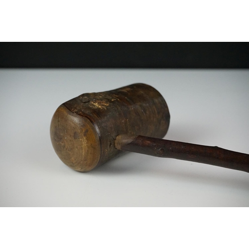 155 - Wooden Kruger Pipe with mouthpiece and tassel to end, approx 60cm long