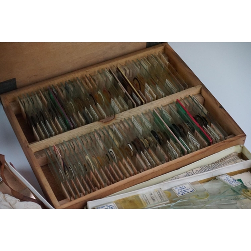 160 - Late 19th Century Baker of London brass monocular Y-stand microscope in wooden case, engraved makers... 