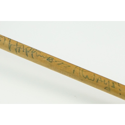 30 - Original 1980's Ken Dodd Wool Tickling / Tickle Stick, the cane handle signed ' For Mark, Happiness ... 