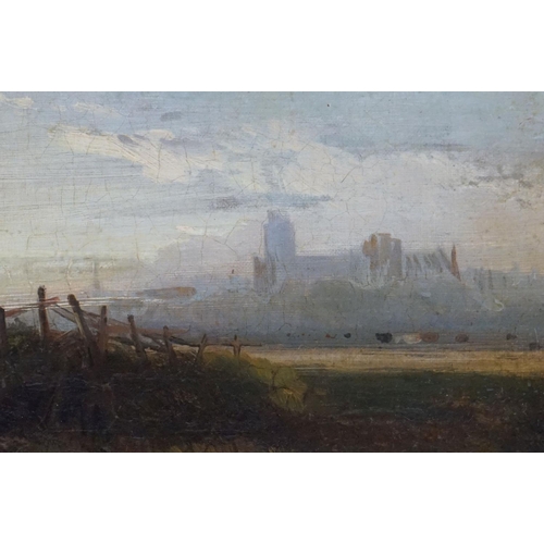 121 - Thomas Lound (1803-1861, Norwich School) Oil on Canvas of Windmill outside of Ely, marked Lound to g... 