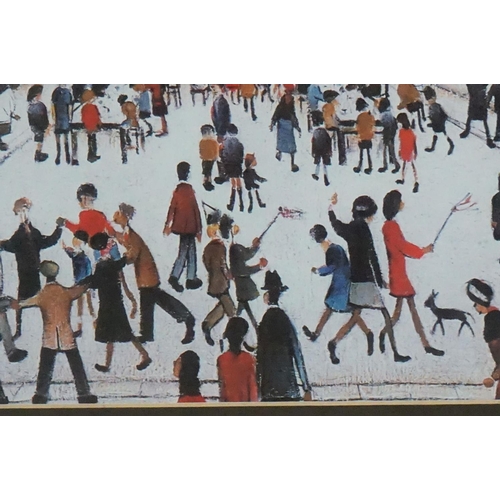 151 - L S Lowry Print ' VE Day Victory in Europe ' 56cm x 44cm, framed and glazed