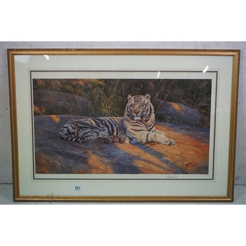 551 - Anthony Gibbs, signed limited edition print ' The Great White Tiger ' no. 913/1500, image measures 7... 