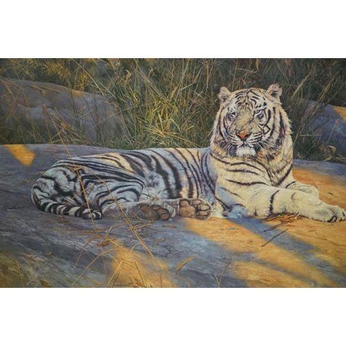 551 - Anthony Gibbs, signed limited edition print ' The Great White Tiger ' no. 913/1500, image measures 7... 