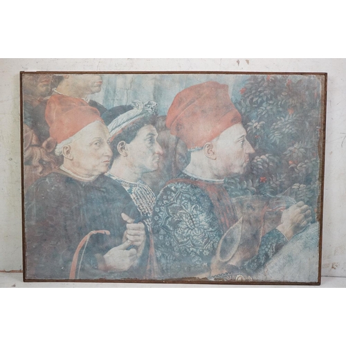 552 - Renaissance style Print of Three Men in a crowd, 95cm x 67cm