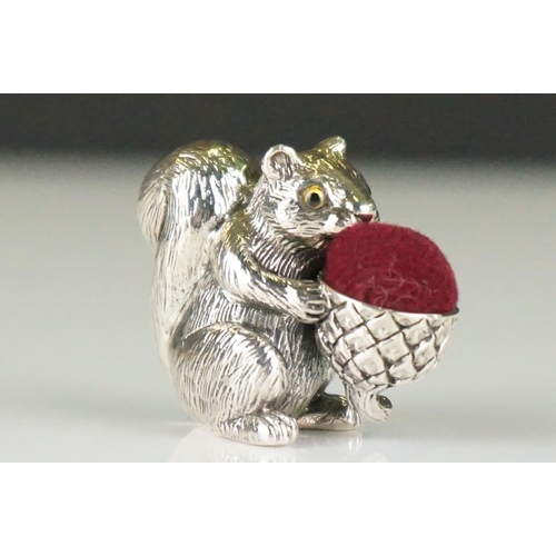 284 - Silver squirrel pincushion