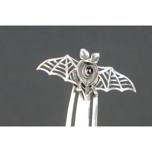 297 - Silver bookmark with bat finial