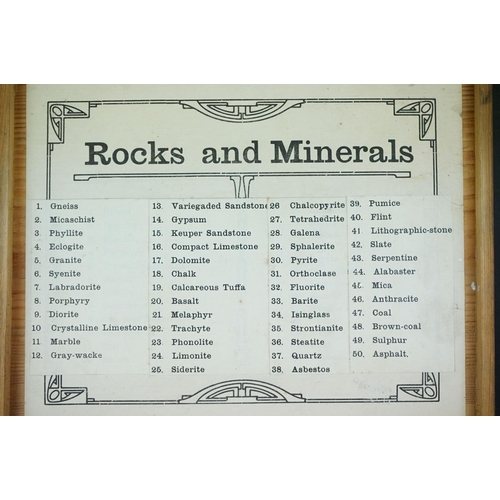 307 - A vintage collection of rocks and minerals contained within a Wooden case.