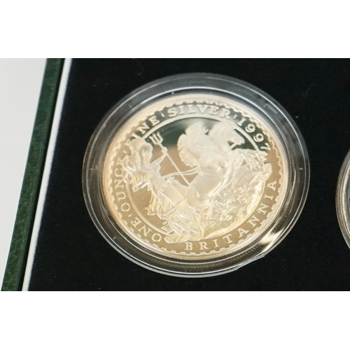 314 - A United Kingdom 1997 silver proof Britain collection four coin set, complete with display case and ... 