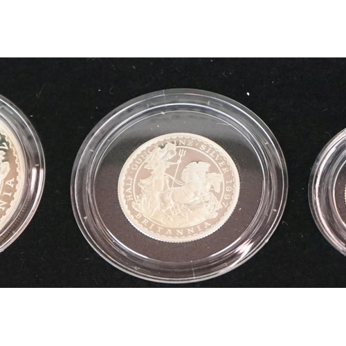 314 - A United Kingdom 1997 silver proof Britain collection four coin set, complete with display case and ... 