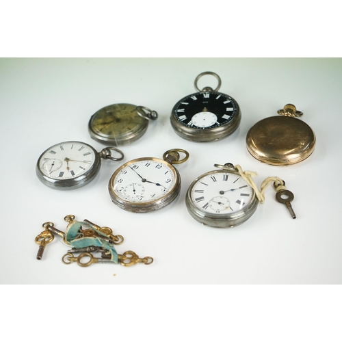 318 - A collection of six pocket watches to include silver example together with a quantity of pocket watc... 