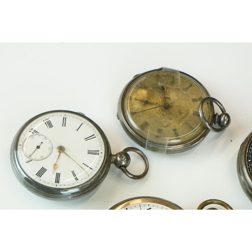 318 - A collection of six pocket watches to include silver example together with a quantity of pocket watc... 