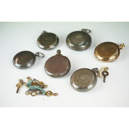 318 - A collection of six pocket watches to include silver example together with a quantity of pocket watc... 