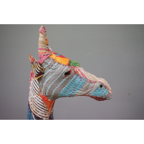 446 - Patchwork Fabric covered Model of a Giraffe, 98cm high