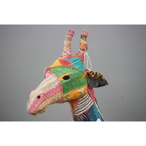 446 - Patchwork Fabric covered Model of a Giraffe, 98cm high