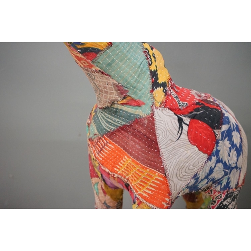 446 - Patchwork Fabric covered Model of a Giraffe, 98cm high