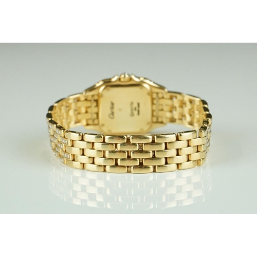 195 - A ladies Cartier Panthere 18ct gold cased wristwatch, Diamond embellished to dial, case and strap, c... 