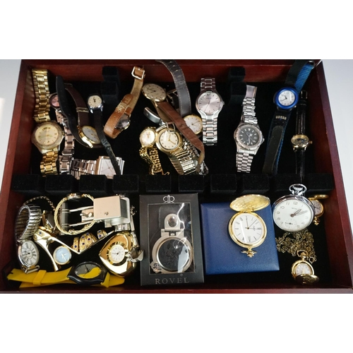 342 - A mixed collection of wristwatches and pocket watches to include Smiths, Casio and Sekonda examples.