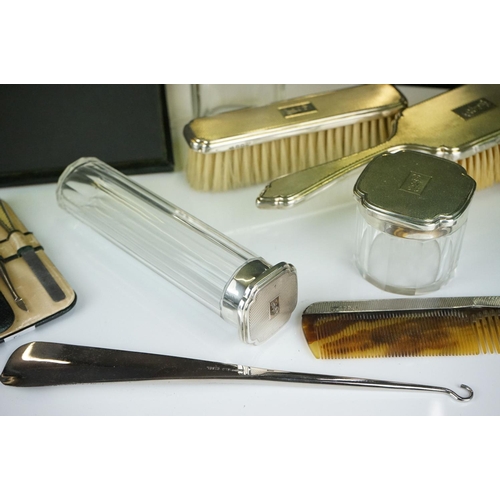 345 - Silver topped gentleman's vanity set