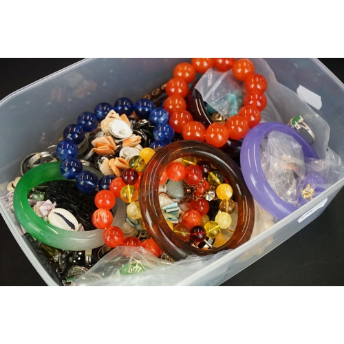 364 - A collection of mainly contemporary costume jewellery together with watches and compact.