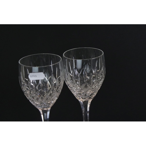 102 - Set of 10 Stuart Crystal ' Shaftesbury ' pattern cut glass wine glasses, 19cm high, together with th... 