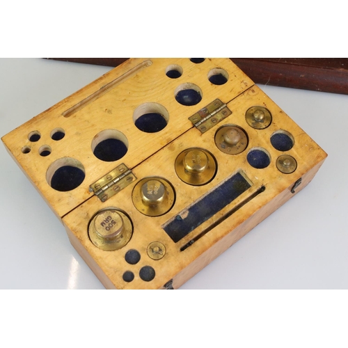 404 - Set of Brass Balance Scales together with a Wooden Cased Part Set of Weights