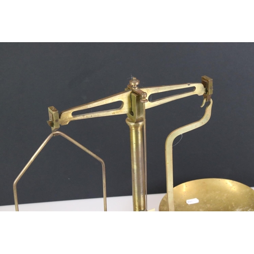 404 - Set of Brass Balance Scales together with a Wooden Cased Part Set of Weights