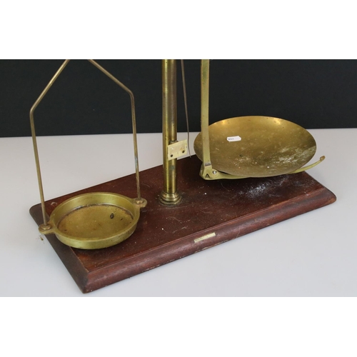 404 - Set of Brass Balance Scales together with a Wooden Cased Part Set of Weights