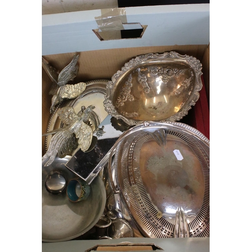 409 - Mixed Lot of Silver Plate including Pair of Candlesticks, Cockerels, Cloche, Lidded Tureens, Hip Fla... 