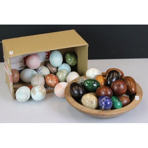 413 - Collection of approximately Thirty Nine Carved Eggs including Malachite, Lapis Luzuli, Stone, Marble... 