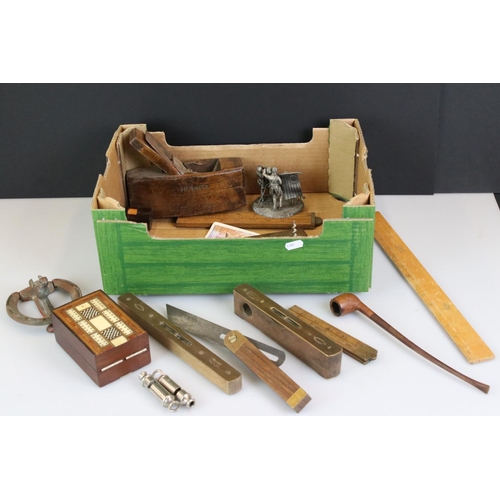 414 - Mixed Lot including Art Deco style Metal Model of a Bi-plane, Heredities model of a Blacksmith and H... 