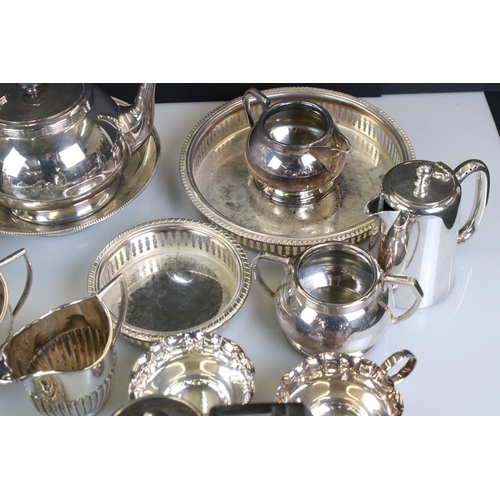 421 - Mixed Lot of Silver Plate including Four Piece Tea Service, Teapot retailed by Harrods, loose cutler... 