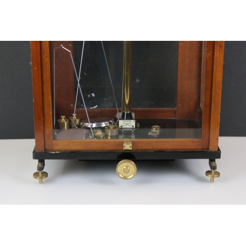 429 - Set of Chemist / Laboratory Scales in a Mahogany and Glass Case, J W Towers & Co Model 55, 40cm wide