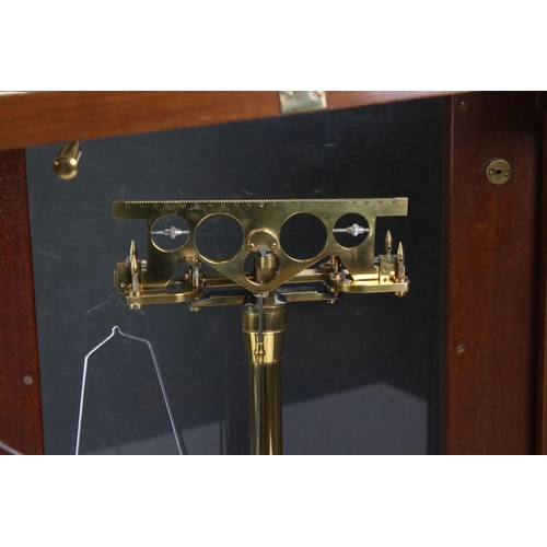 429 - Set of Chemist / Laboratory Scales in a Mahogany and Glass Case, J W Towers & Co Model 55, 40cm wide