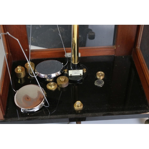 429 - Set of Chemist / Laboratory Scales in a Mahogany and Glass Case, J W Towers & Co Model 55, 40cm wide