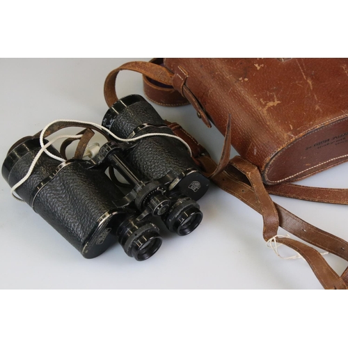 438 - Egyptian themed Faux Snakeskin Desk Set together with Leather Cased Carl Zeiss Jena Binoculars, Tron... 