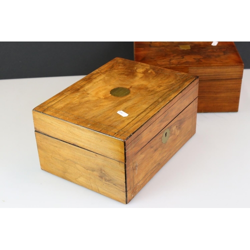 439 - Three 19th century Work Boxes including Walnut Tunbridge ware style inlaid box, 25.5cm wide