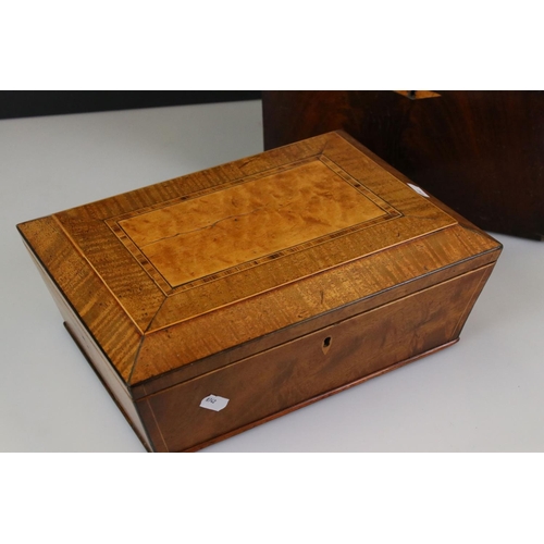 441 - 19th century Mahogany Sarcophagus Tea Caddy together with 19th century Mahogany Sarcophagus Shaped S... 