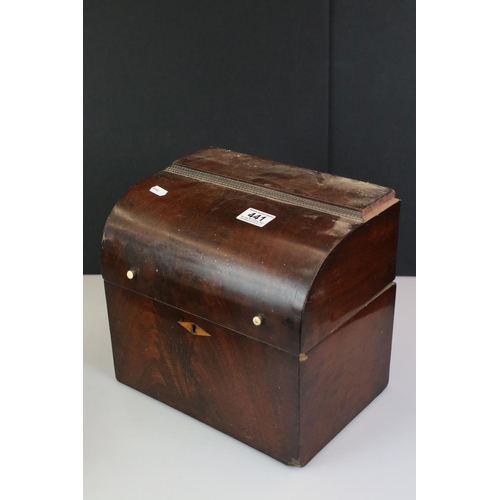 441 - 19th century Mahogany Sarcophagus Tea Caddy together with 19th century Mahogany Sarcophagus Shaped S... 