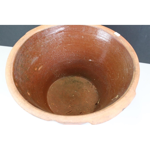 444 - Large Terracotta Dairy Bowl with glazed interior, 43cm diameter