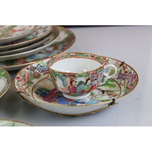 84 - Fourteen items of Chinese Porcelain including Eight Cantonese Plates and a Cup decorated with figure... 