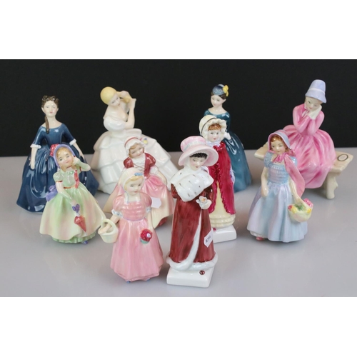 94 - Ten Royal Doulton porcelain figures of young ladies and girls, to include HN 2120 Dinky Do, HN 2109 ... 