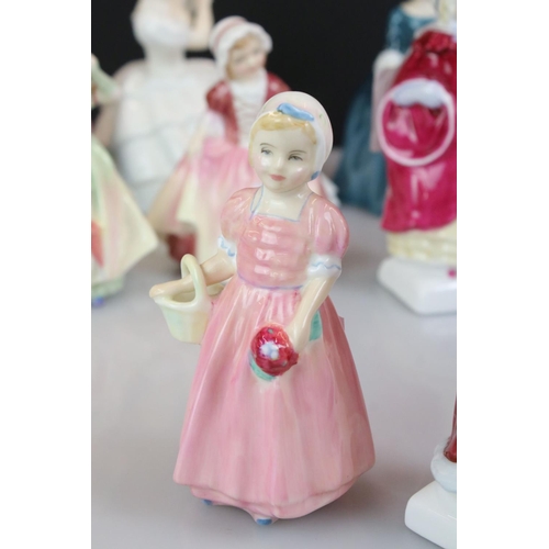 94 - Ten Royal Doulton porcelain figures of young ladies and girls, to include HN 2120 Dinky Do, HN 2109 ... 