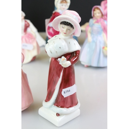 94 - Ten Royal Doulton porcelain figures of young ladies and girls, to include HN 2120 Dinky Do, HN 2109 ... 