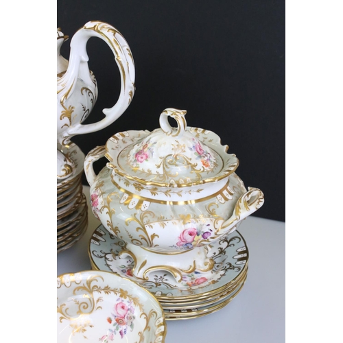 98 - Early 20th Century Grosvenor China pattern no. 7072 tea ware with floral and gilt scrolling foliate ... 