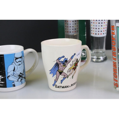 99 - Boxed Damien Hirst Anamorphic Cup and Saucer together with 4 Damien Hirst ltd edn Beck's drinking gl... 