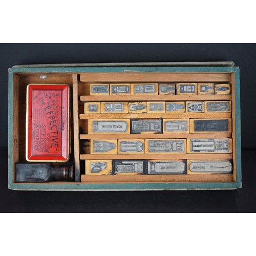 382 - A group of mixed collectables to include the simplex accident reporter ink stamp set, a mid 20th cen... 