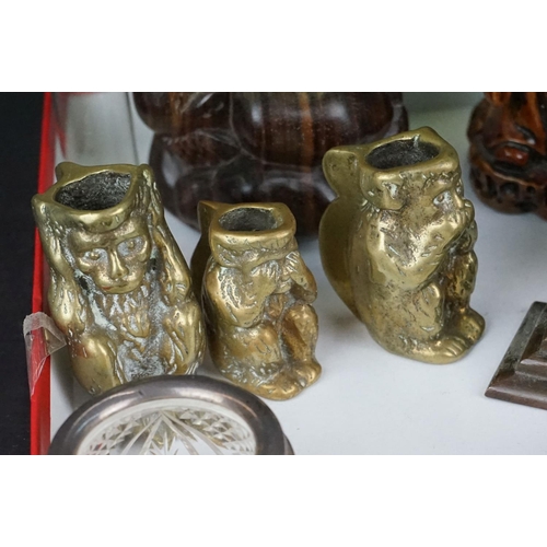 383 - A group of mixed collectables to include a Stanhope, a sterling silver and cut glass salt, prayer wh... 