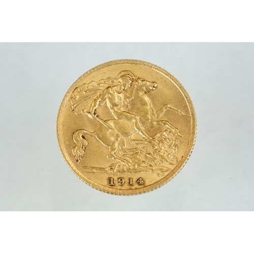 219 - A King George V 1914 gold half sovereign coin.