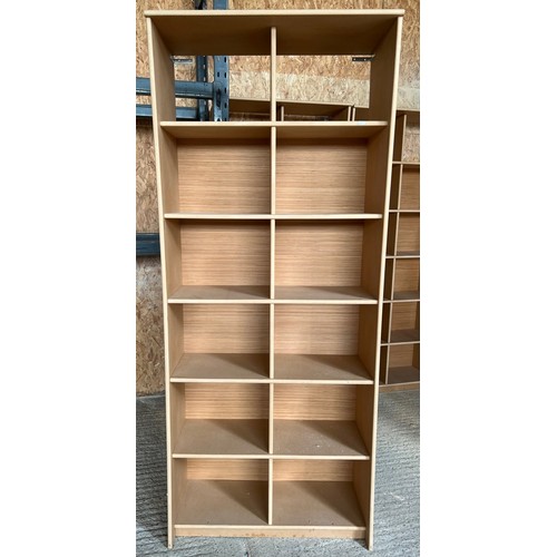 652 - Three custom made MDF shelving units suitable for records