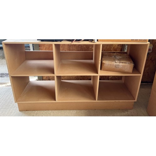 653 - A custom made MDF multimedia shelving unit